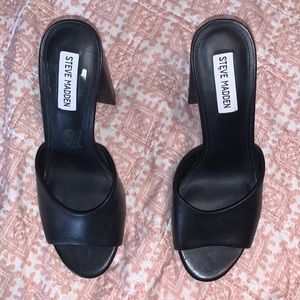 Black leather heels